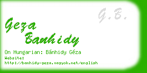 geza banhidy business card